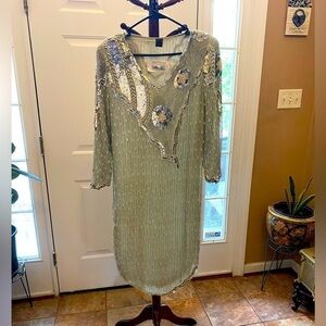 ELEGANCE BY ANUJUAN SEQUIN AND BEADED DRESS MEASUREMENTS PROVIDED